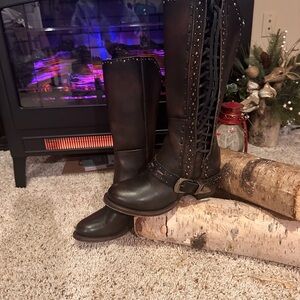 Freebird Distressed BLACK Lace Up Boots